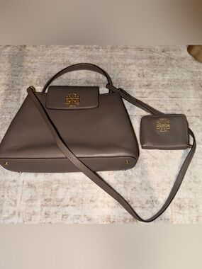 Tory Burch McGraw Fold-Over Crossbody Shoulder Bag Brown